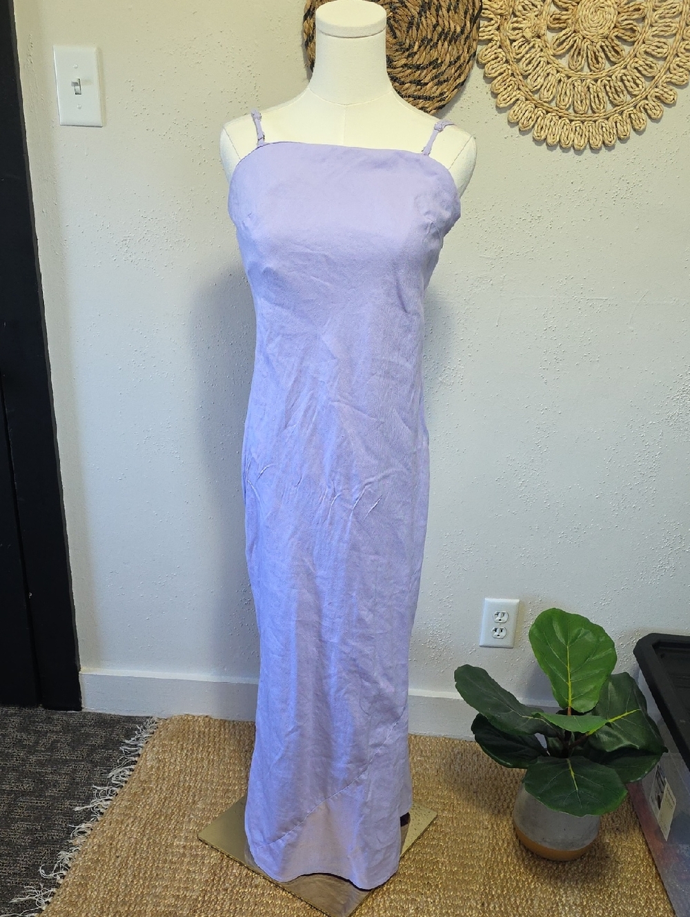 Anthro Lavender Linen Blend Cami Strap Maxi Womens S Simple Clean Beauty